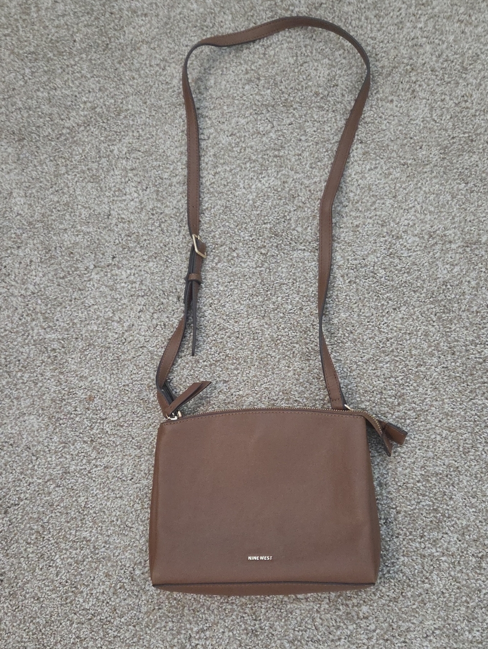 Nine West Brown Faux Leather Crossbody Bag